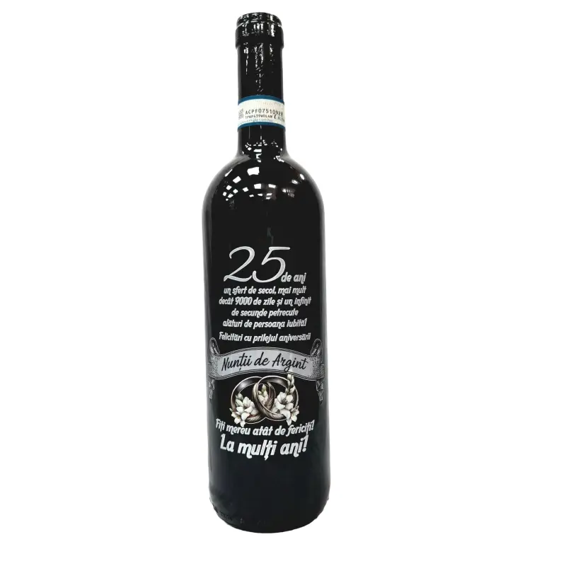 25 de ani nunta de argint, eticheta uv cu mesaj